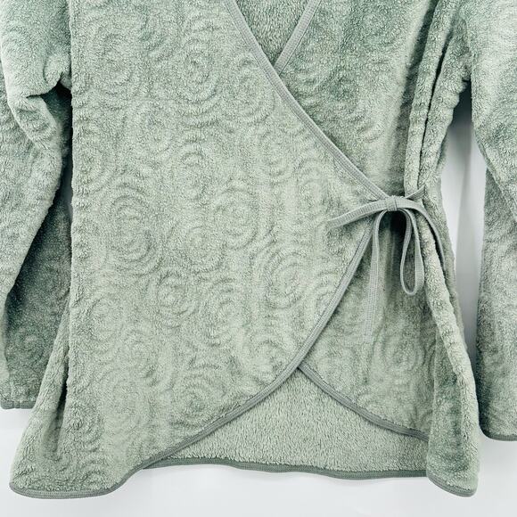 Stan Herman Wrap Front Robe Venetian Swirls Plush Bed Jacket Womens Small GREEN - Picture 3 of 9